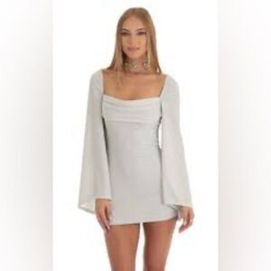 NWT ZEAGOO L Squared Neck Tie Sleeve Goth Dress
